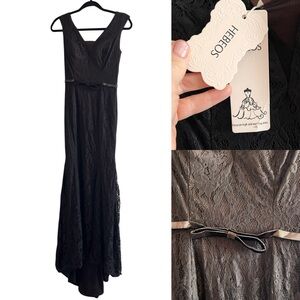NWT Hebeos Women’s Formal Dress Black Lace Mermaid Whimsygoth Size Small